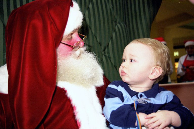 Eion and Santa regarding each other